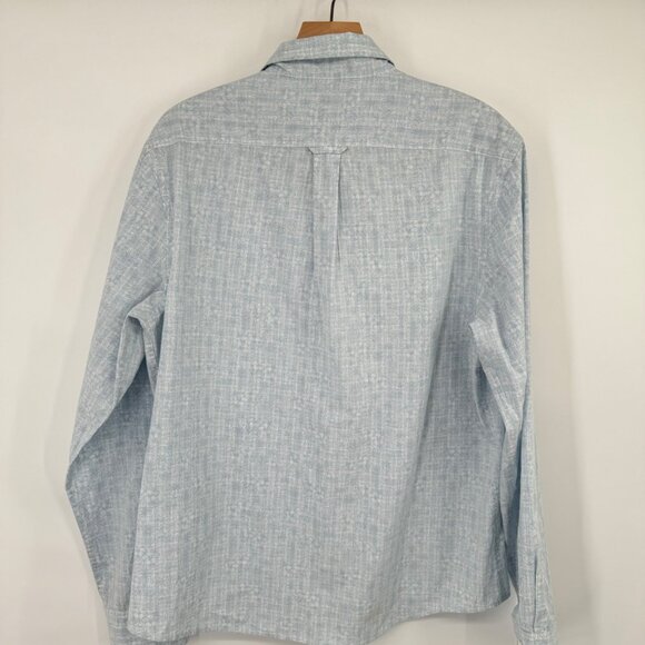IZOD Saltwater Slim Fit Shirt size Large mens Cotton blend Blue tropical pattern - Picture 9 of 9